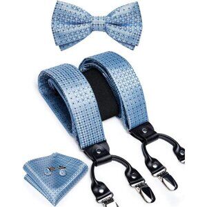 Paisley Bow Tie and Supenders Tuxedo Heavy Duty 6 Clips Suspender Adjustable